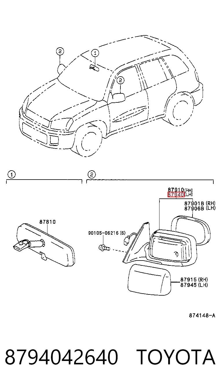  Espelho de retrovisão esquerdo Toyota RAV4 II SUV (XA2) (2000 - 2005) II