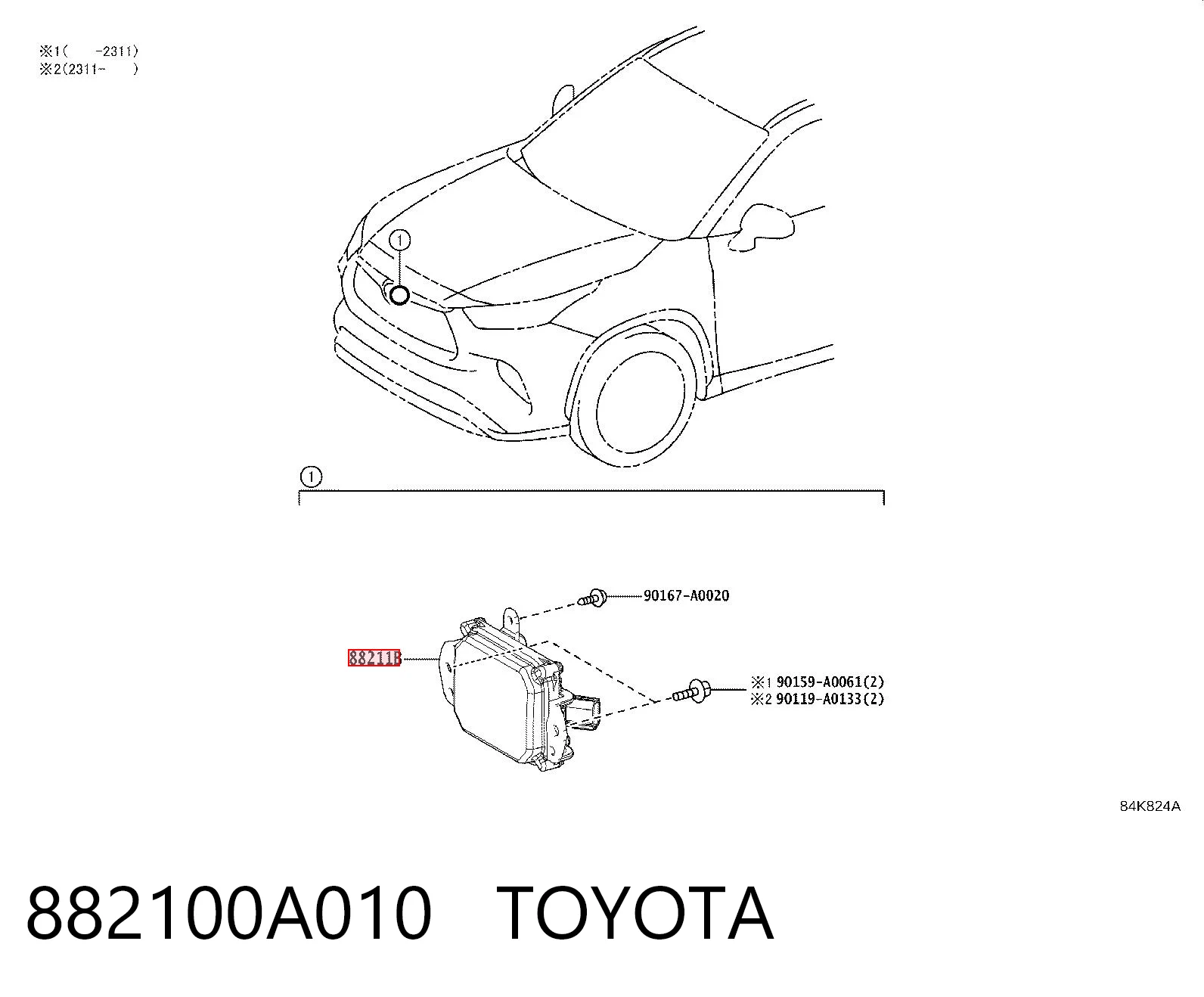 882100A010 Toyota Sensor de radar de distância