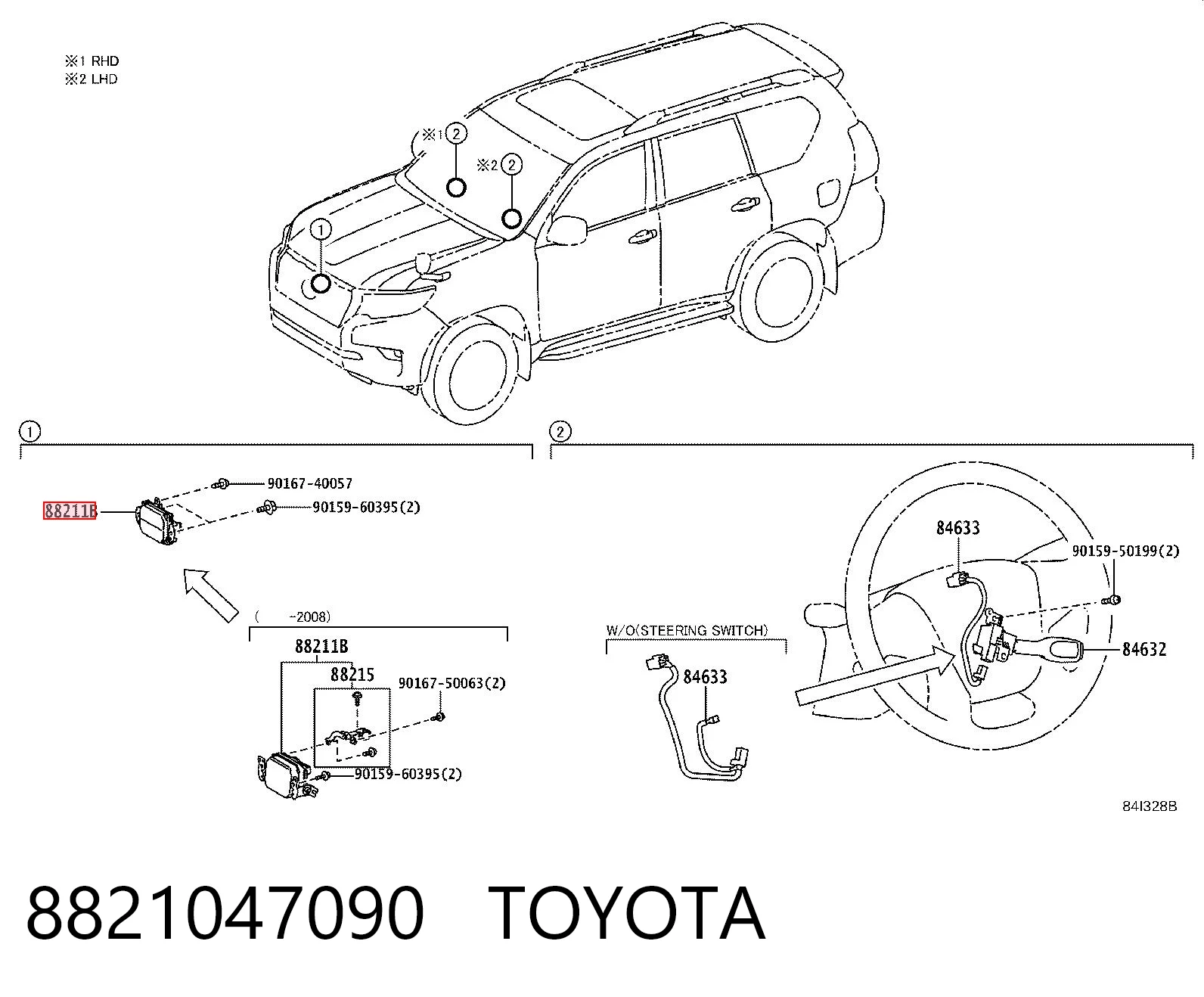 8821047090 Toyota Sensor de radar de distância