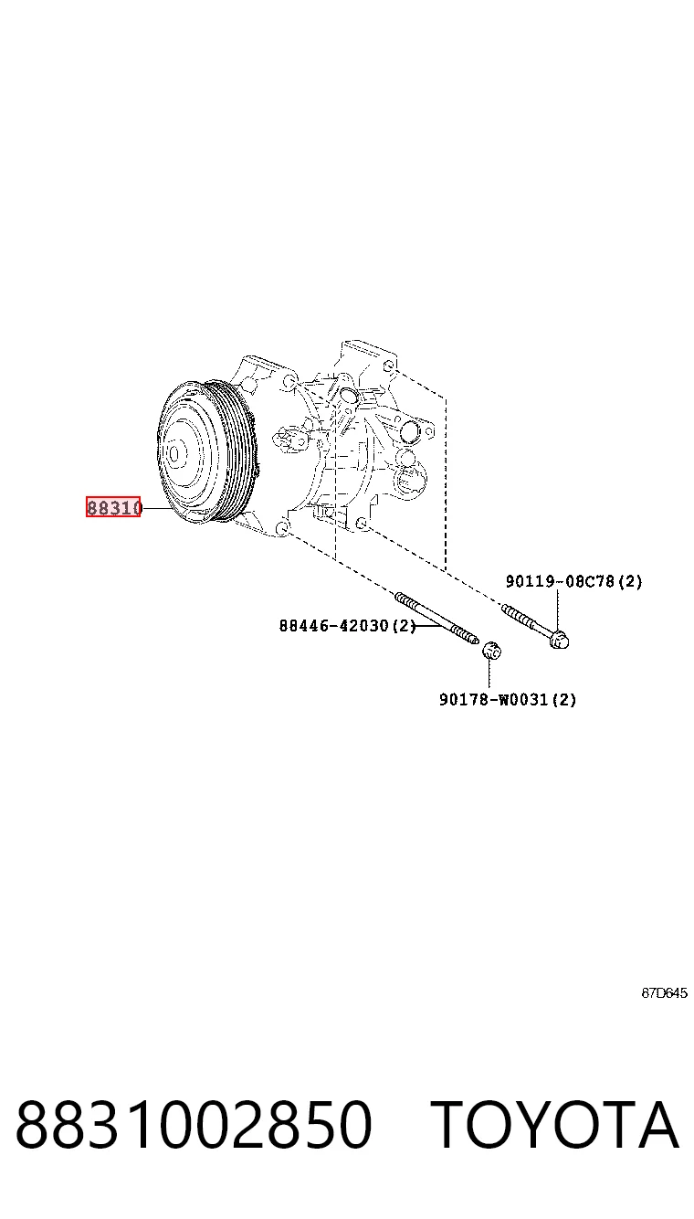 8831002850 Toyota Compressor de aparelho de ar condicionado