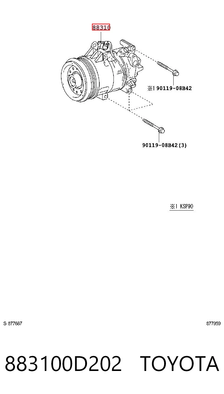 883100D202 Toyota Compressor de aparelho de ar condicionado