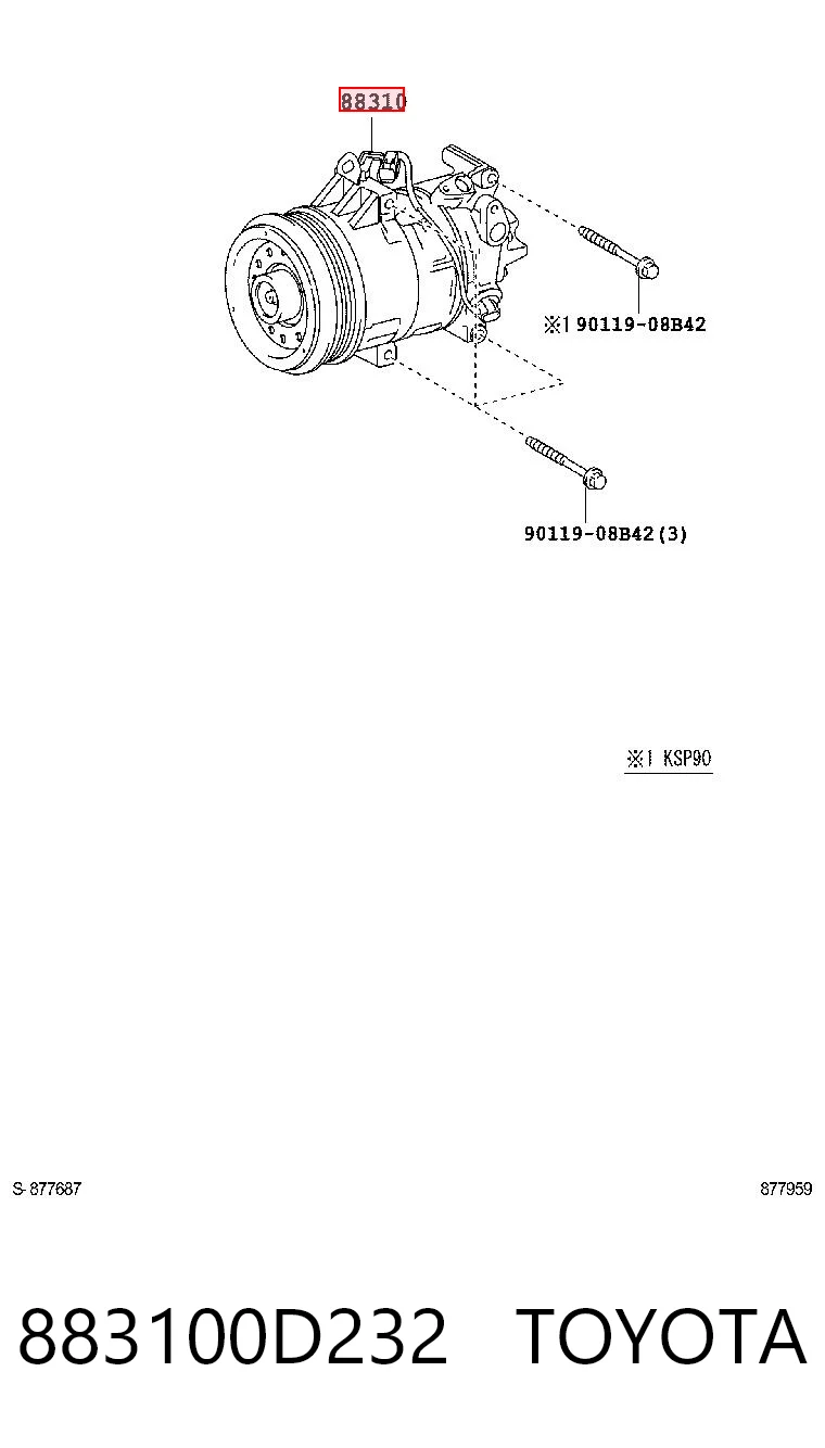883100D232 Toyota Compressor de aparelho de ar condicionado