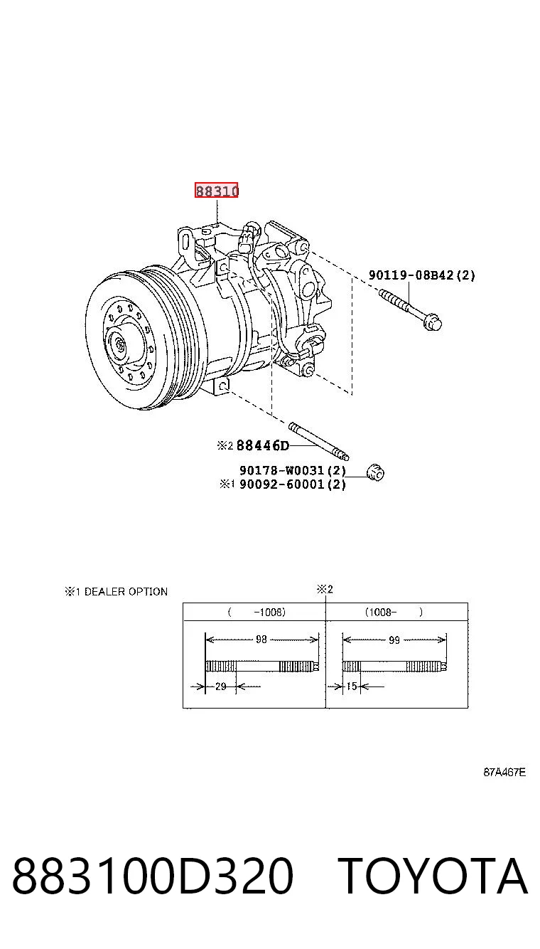 883100D320 Toyota Compressor de aparelho de ar condicionado