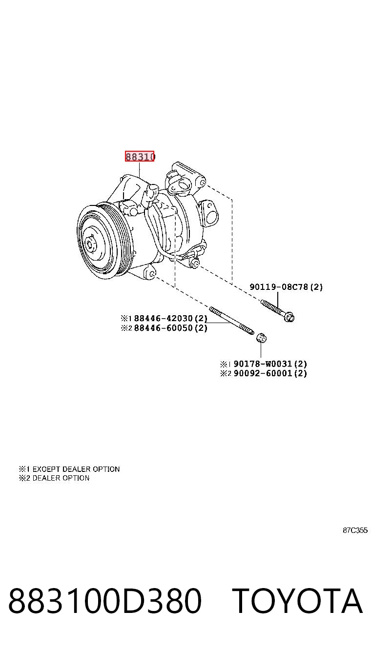 883100D380 Toyota Compressor de aparelho de ar condicionado
