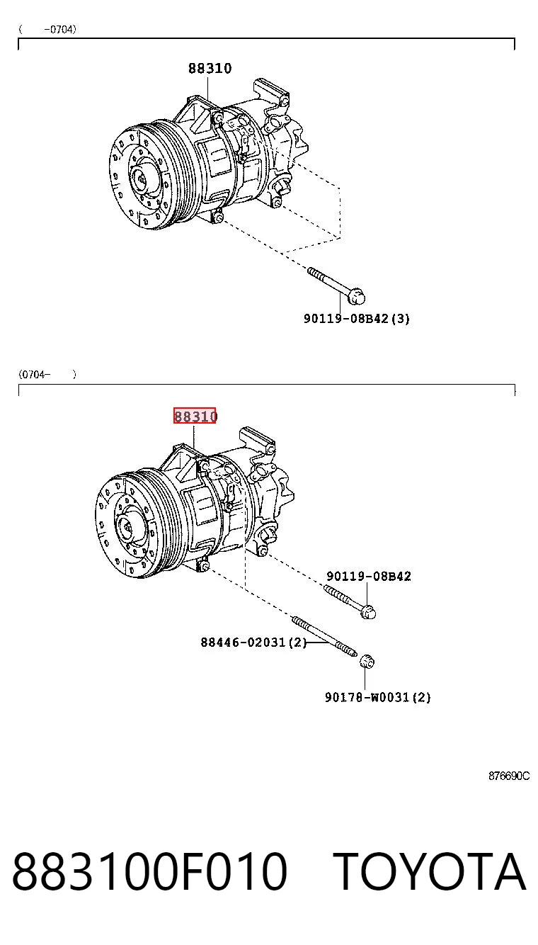 883100F010 Toyota Compressor de aparelho de ar condicionado