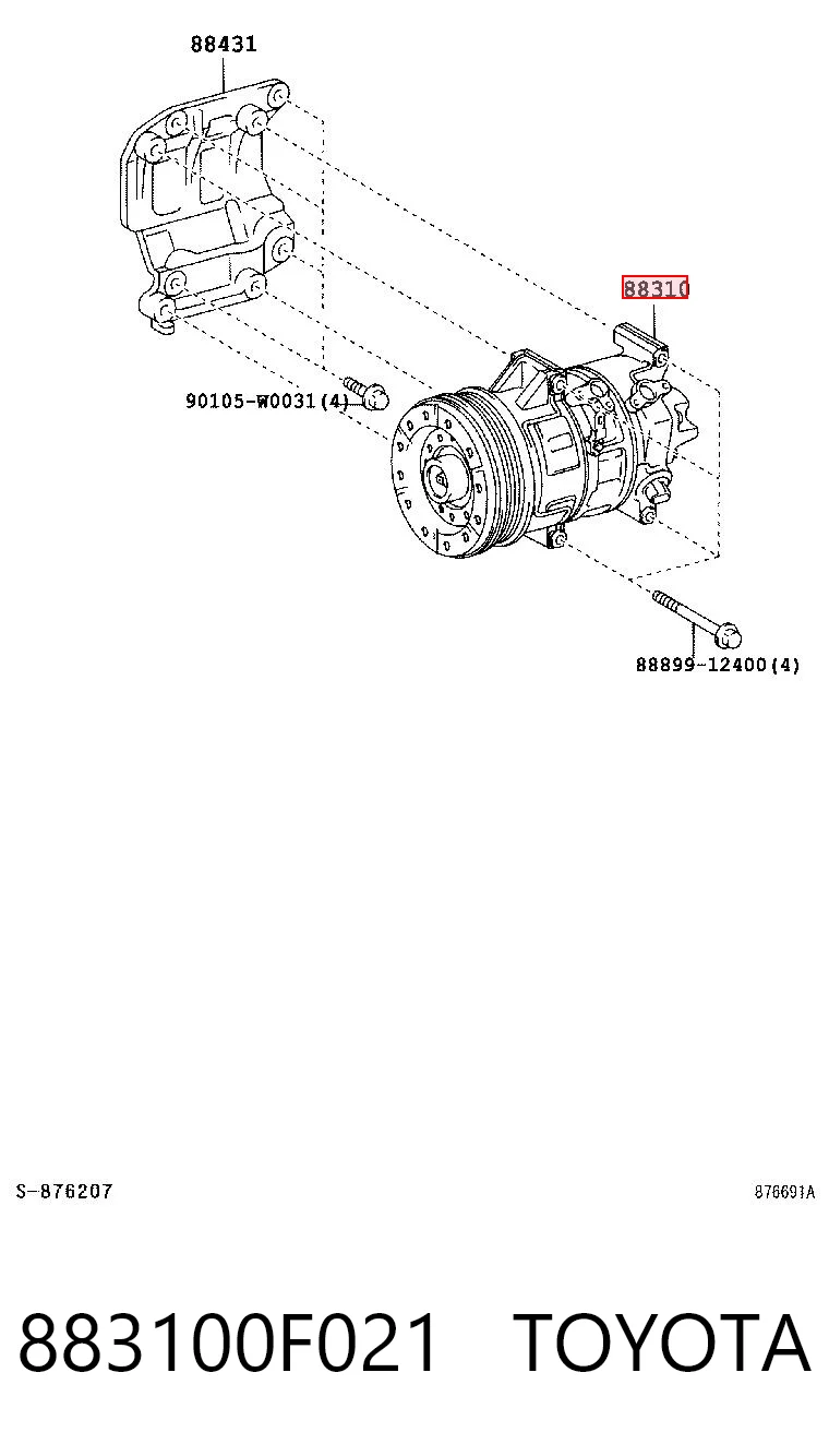 883100F021 Toyota Compressor de aparelho de ar condicionado