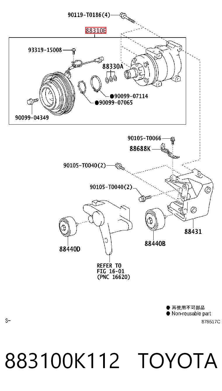 883100K112 Toyota Compressor de aparelho de ar condicionado