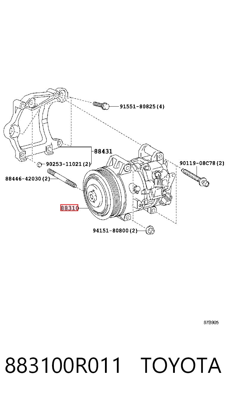 883100R011 Toyota Compressor de aparelho de ar condicionado