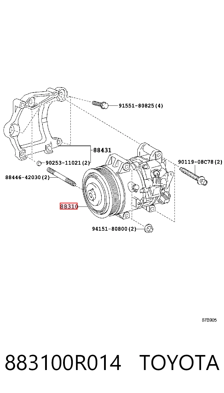883100R014 Toyota Compressor de aparelho de ar condicionado
