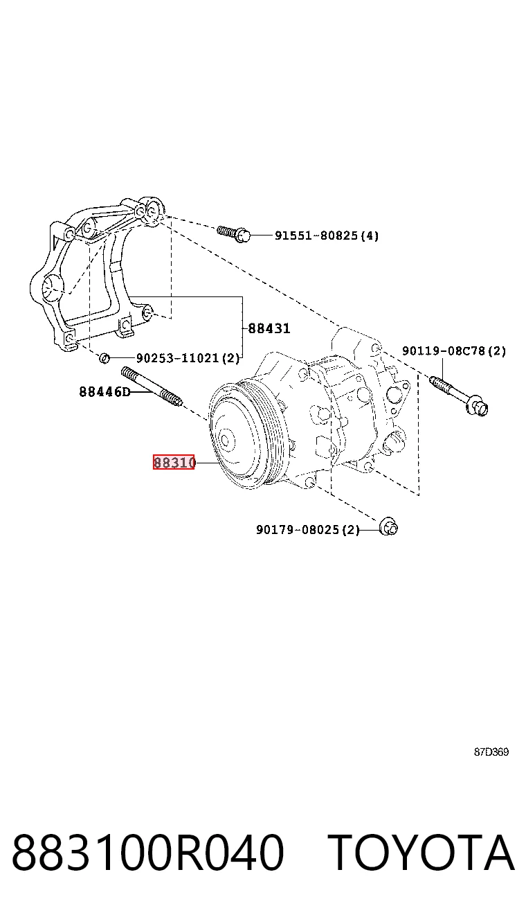 883100R040 Toyota Compressor de aparelho de ar condicionado