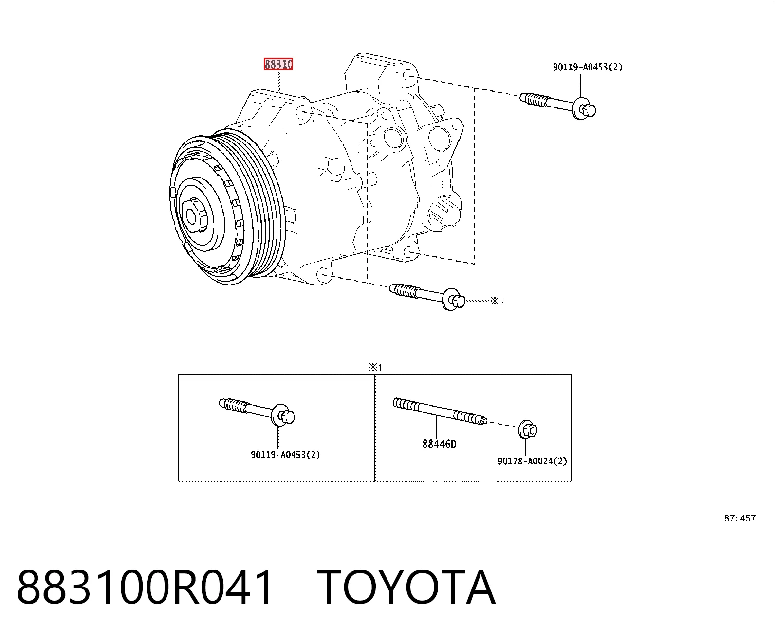 883100R041 Toyota Compressor de aparelho de ar condicionado