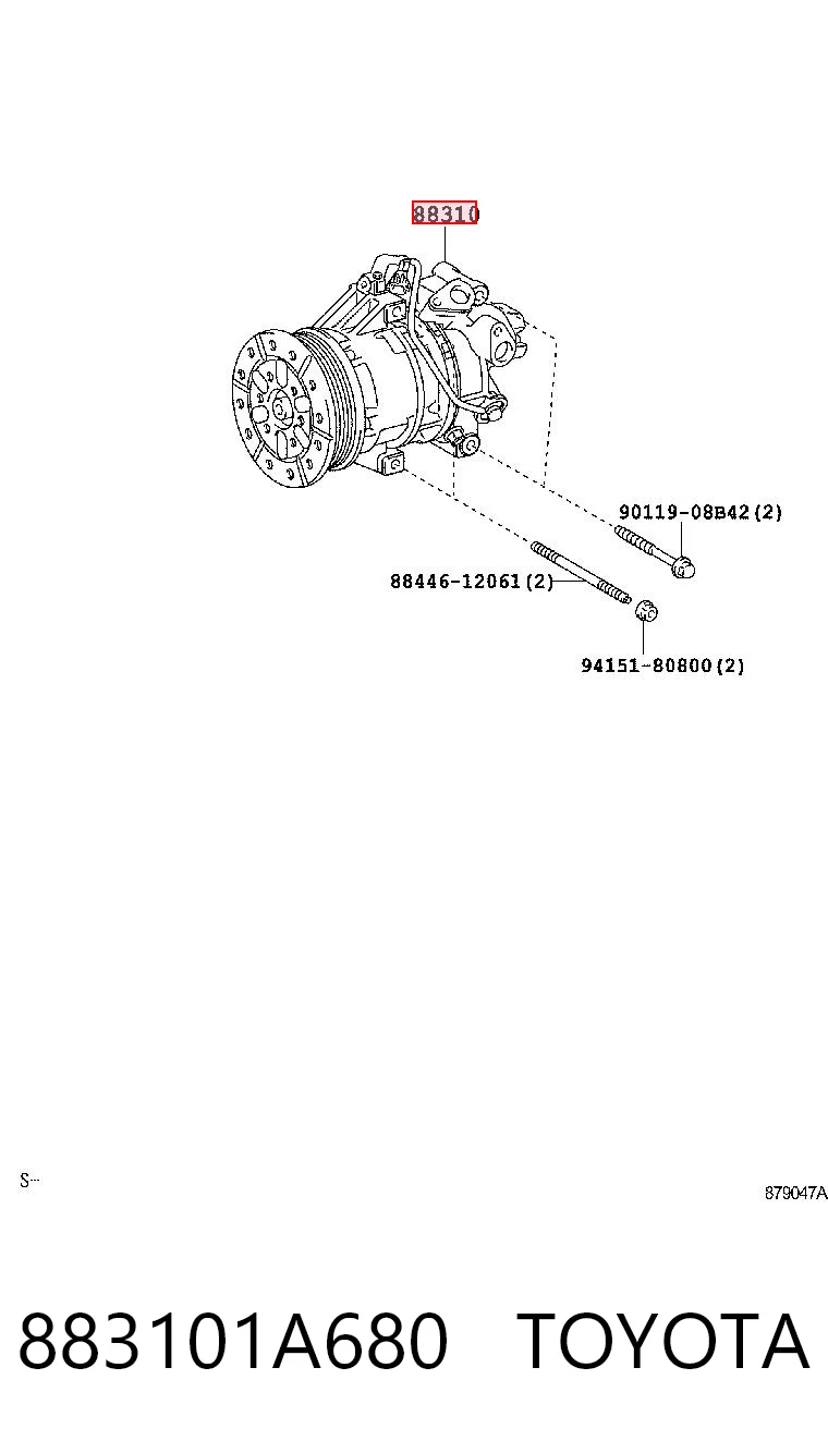 883101A680 Toyota Compressor de aparelho de ar condicionado