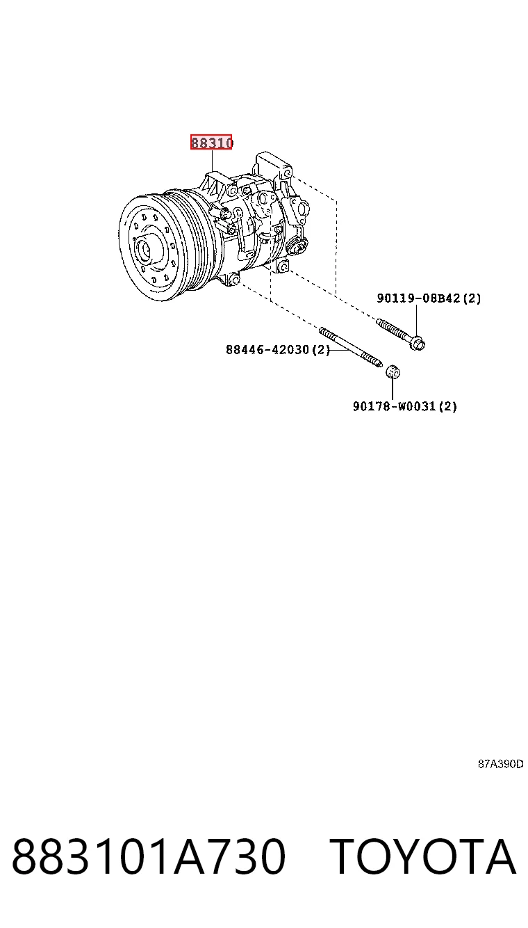 883101A730 Toyota Compressor de aparelho de ar condicionado