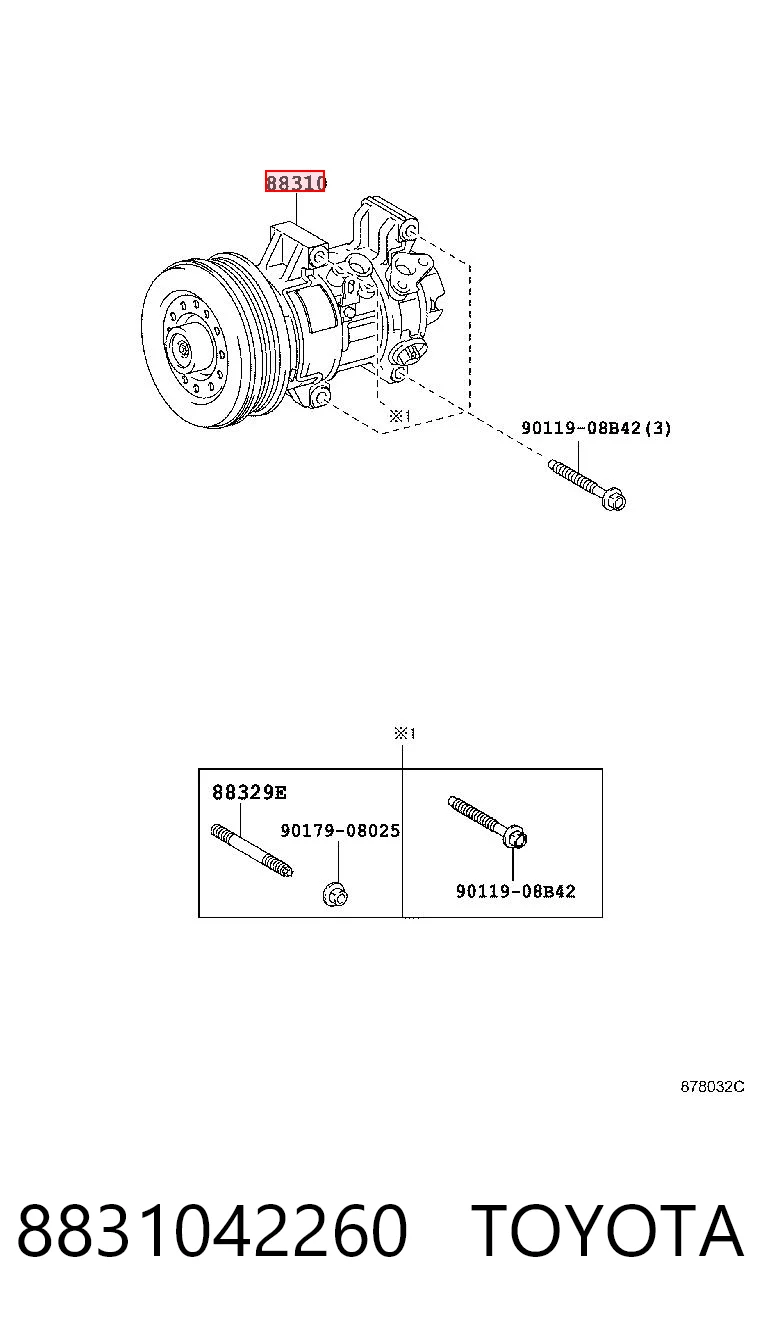 8831042260 Toyota Compressor de aparelho de ar condicionado