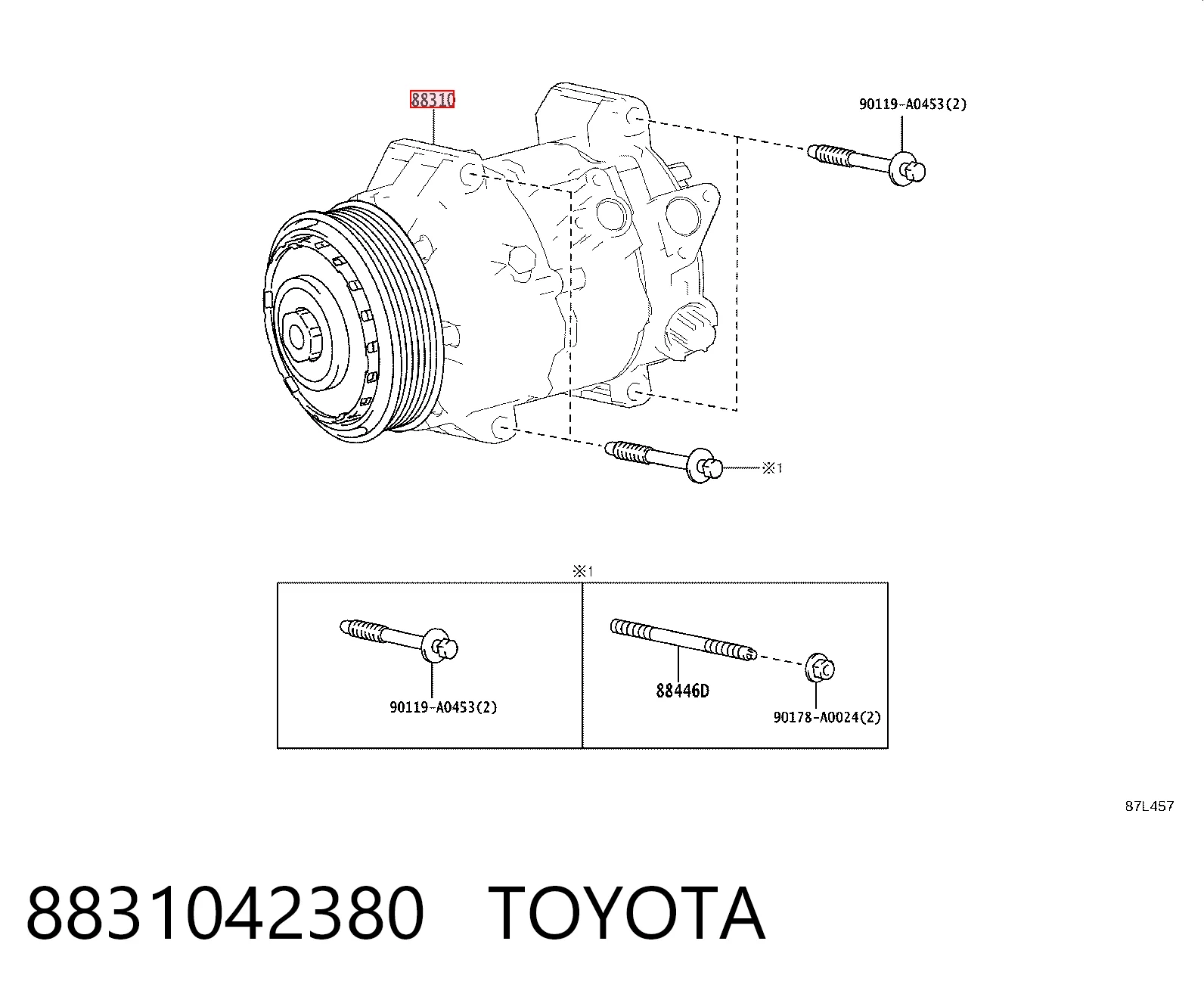 8831042380 Toyota Compressor de aparelho de ar condicionado