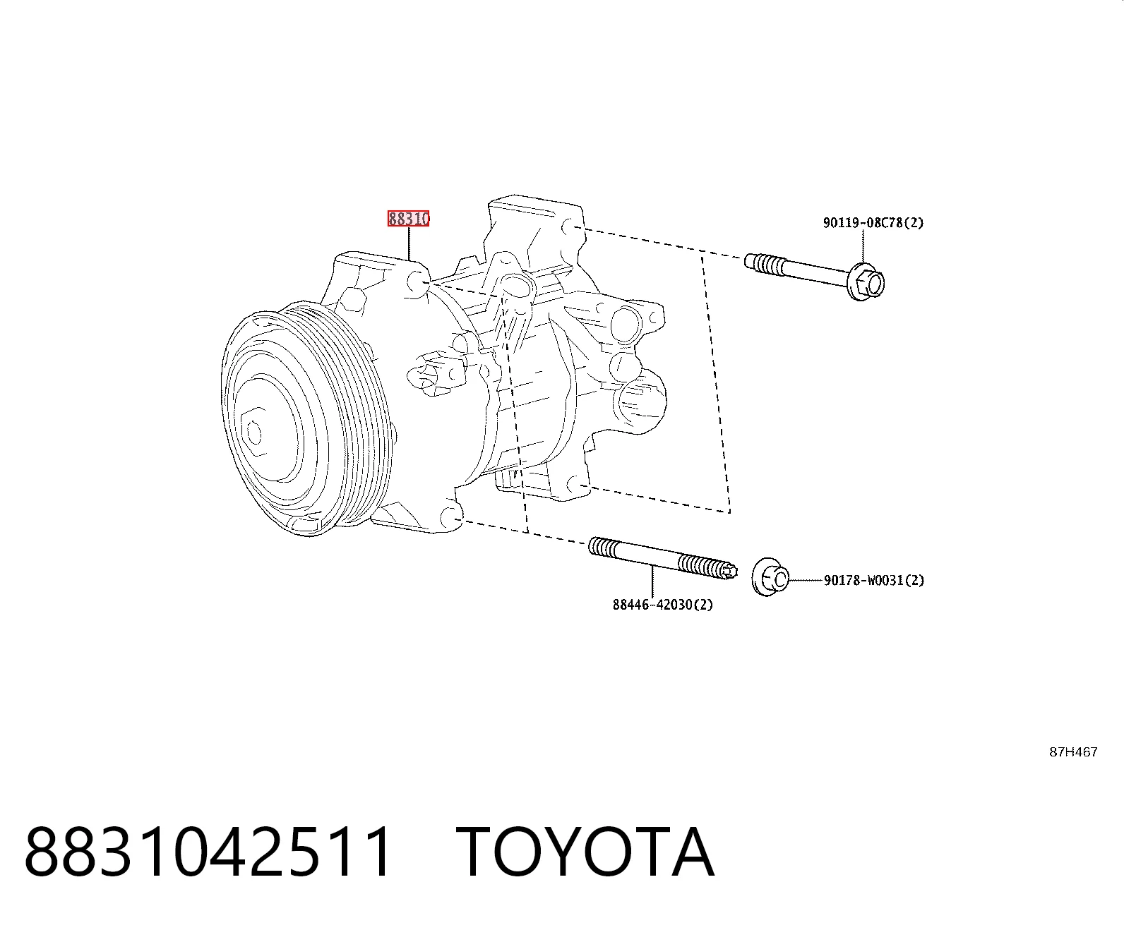 8831042511 Toyota Compressor de aparelho de ar condicionado