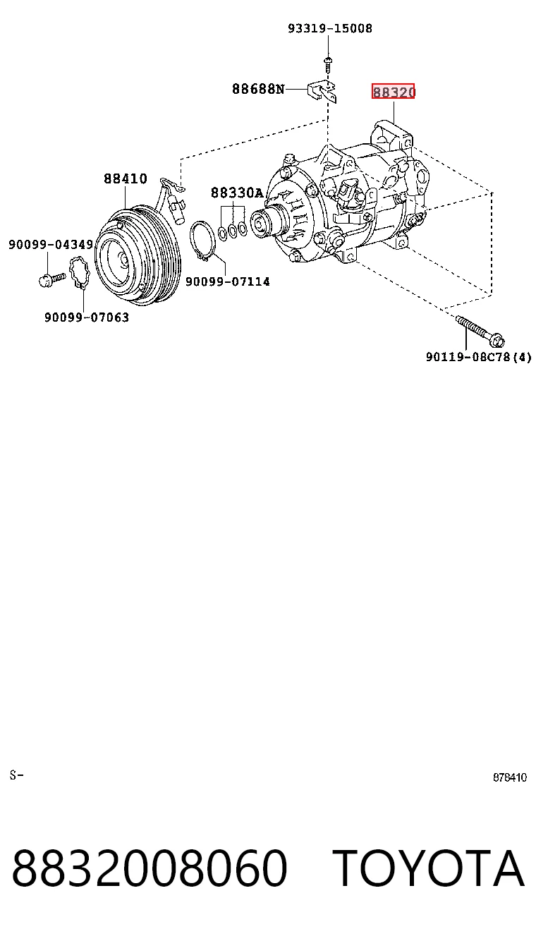 8832008060 Toyota Compressor de aparelho de ar condicionado