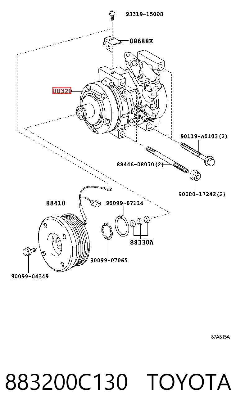 883200C130 Toyota Compressor de aparelho de ar condicionado