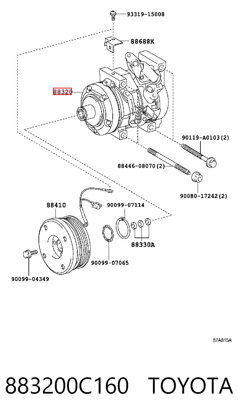 883200C160 Toyota Compressor de aparelho de ar condicionado