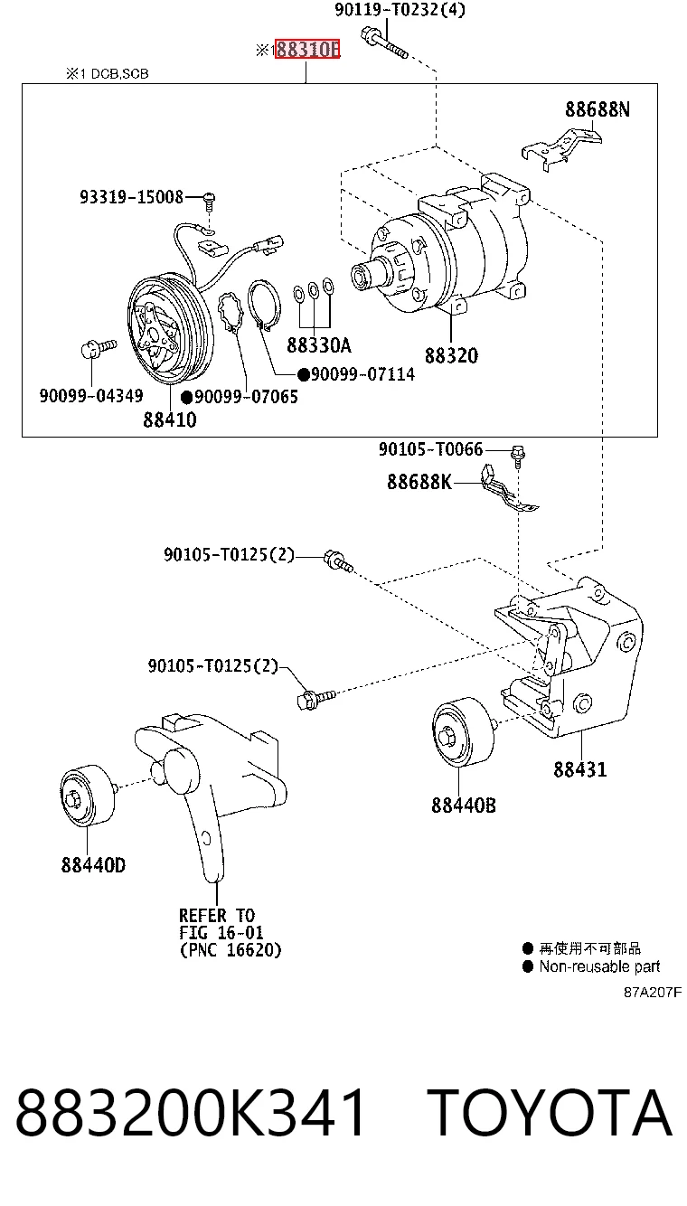 883200K341 Toyota Compressor de aparelho de ar condicionado