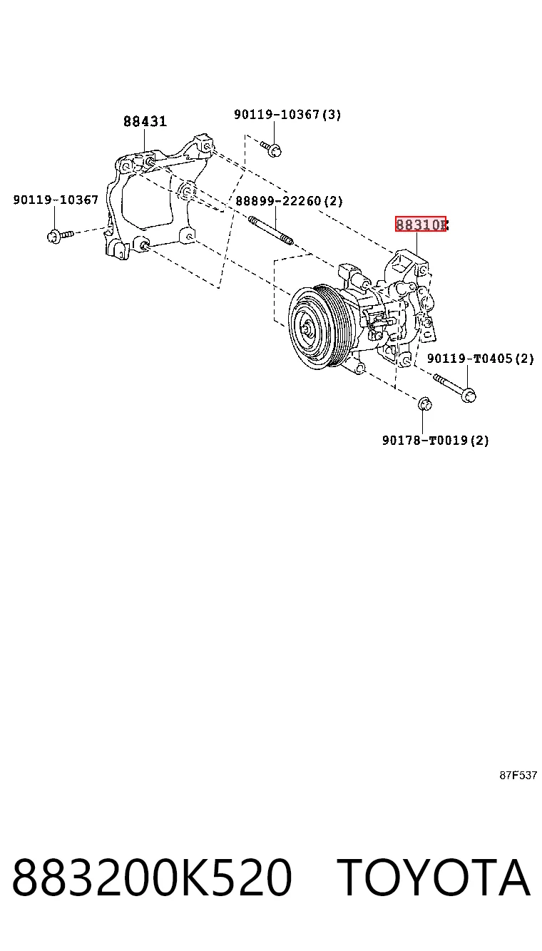 883200K520 Toyota Compressor de aparelho de ar condicionado