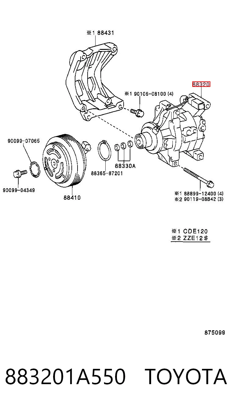 Compressor de aparelho de ar condicionado para Toyota Corolla  E11