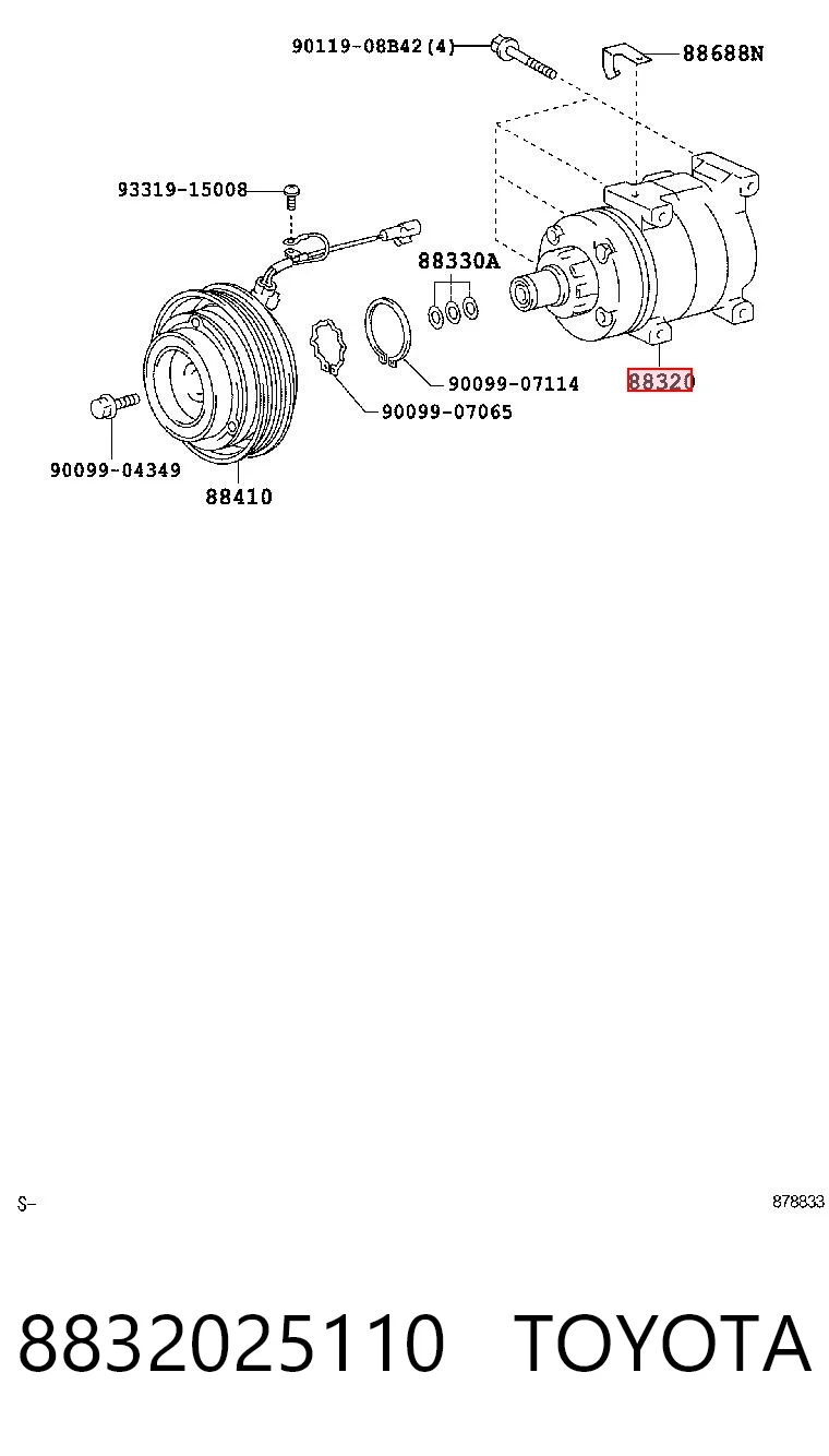 8832025110 Toyota Compressor de aparelho de ar condicionado