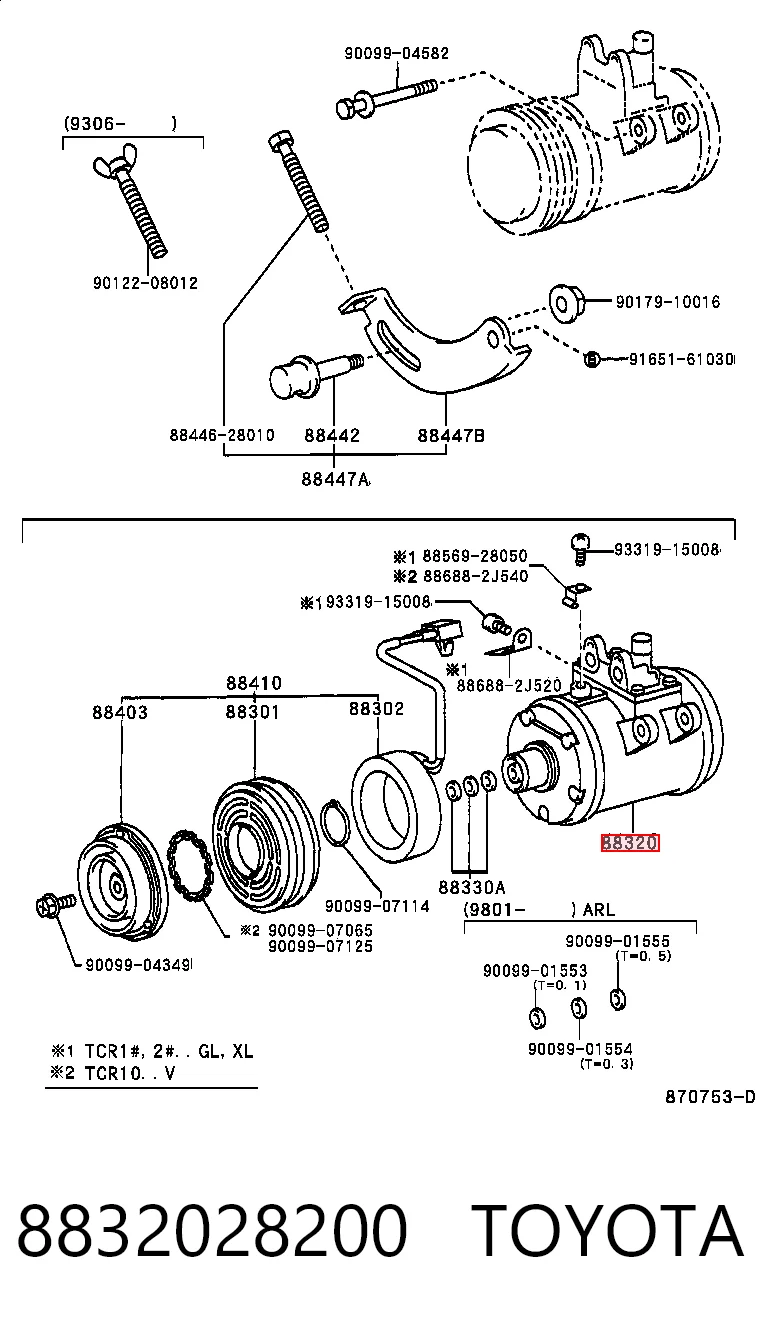 Compressor de aparelho de ar condicionado Toyota 4 Runner  N130