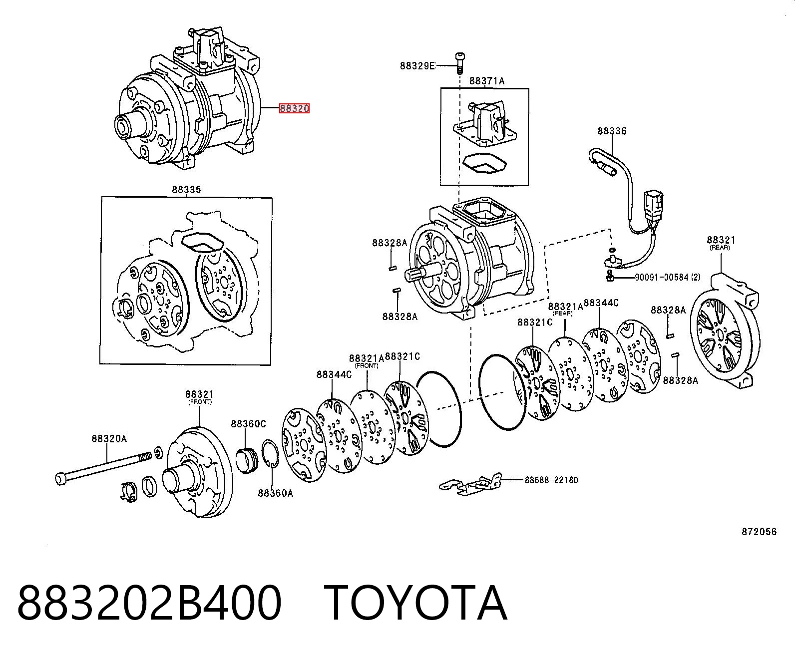 883202B400 Toyota Compressor de aparelho de ar condicionado