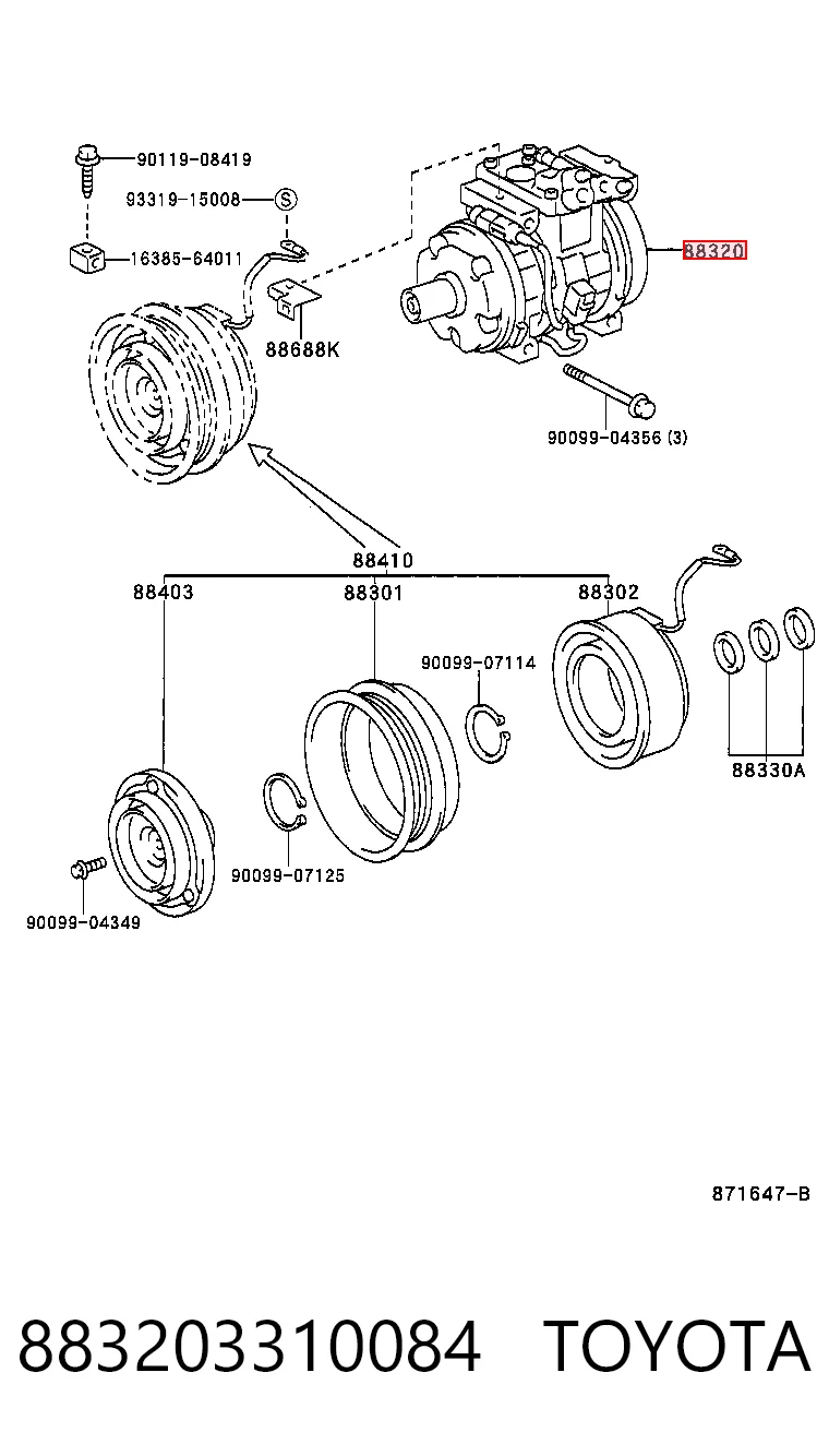 883203310084 Toyota Compressor de aparelho de ar condicionado
