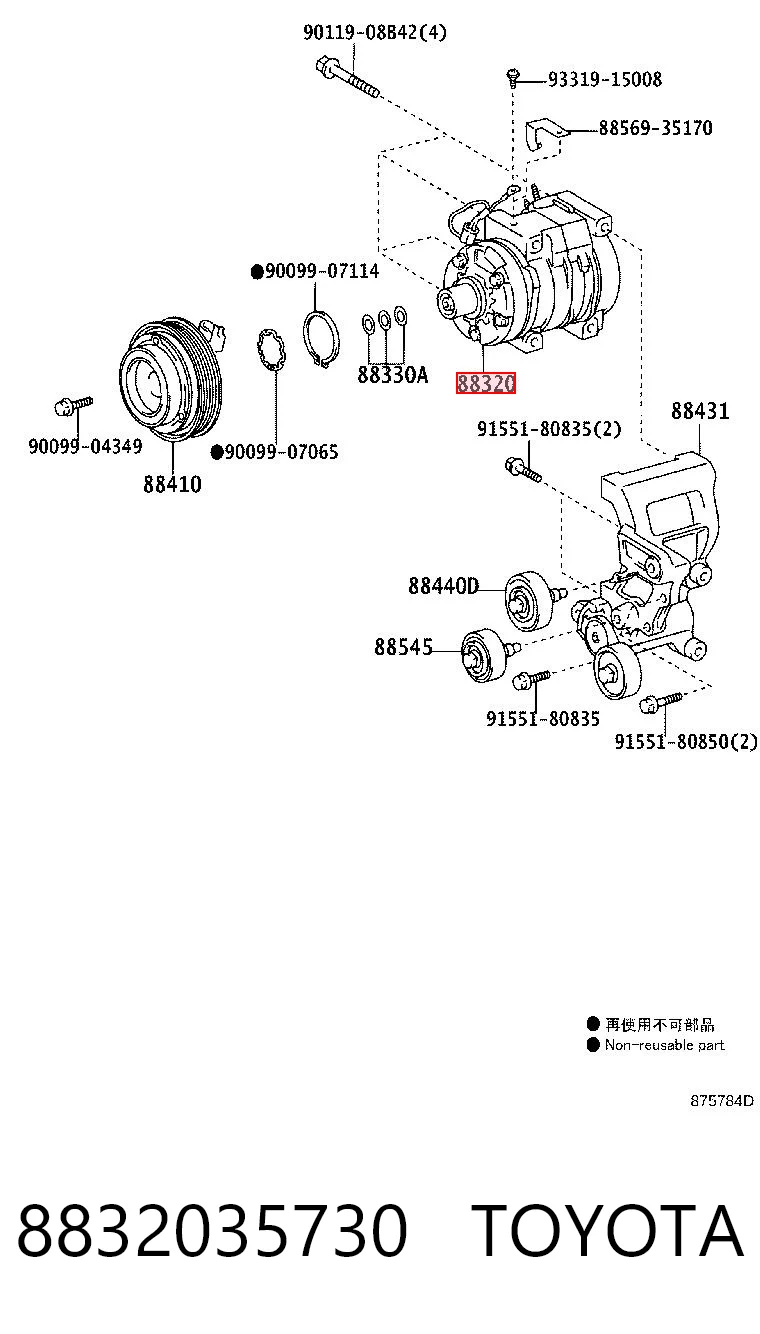 8832035730 Toyota Compressor de aparelho de ar condicionado