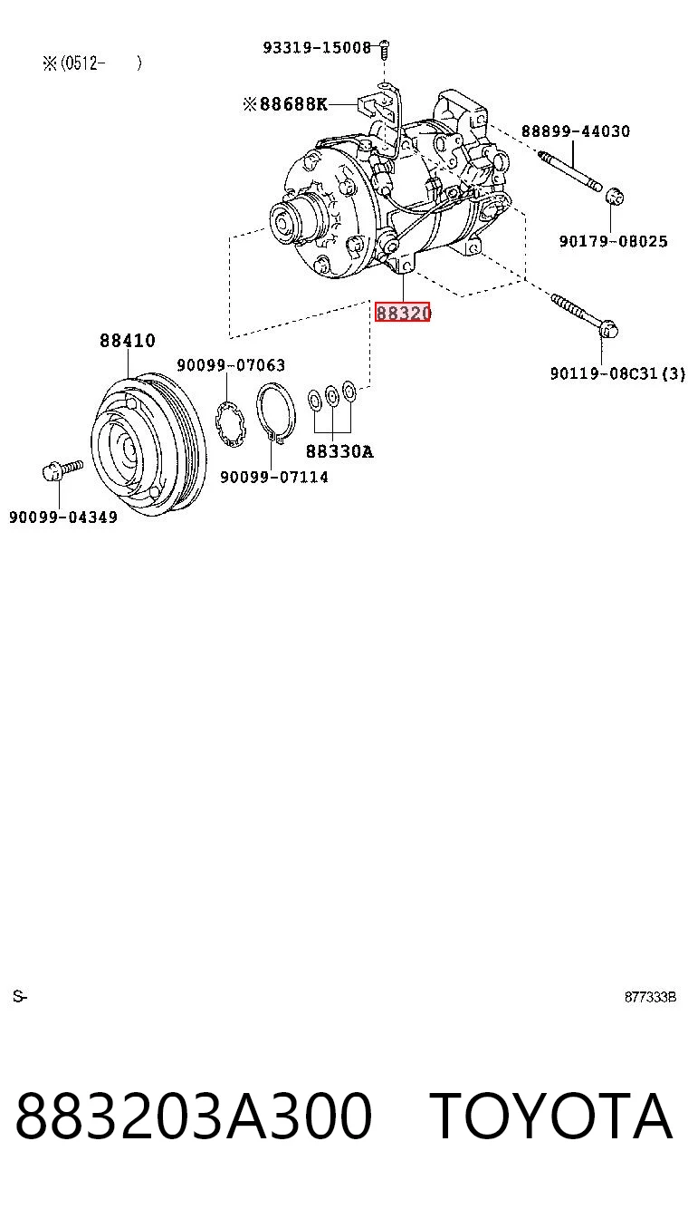 883203A300 Toyota Compressor de aparelho de ar condicionado