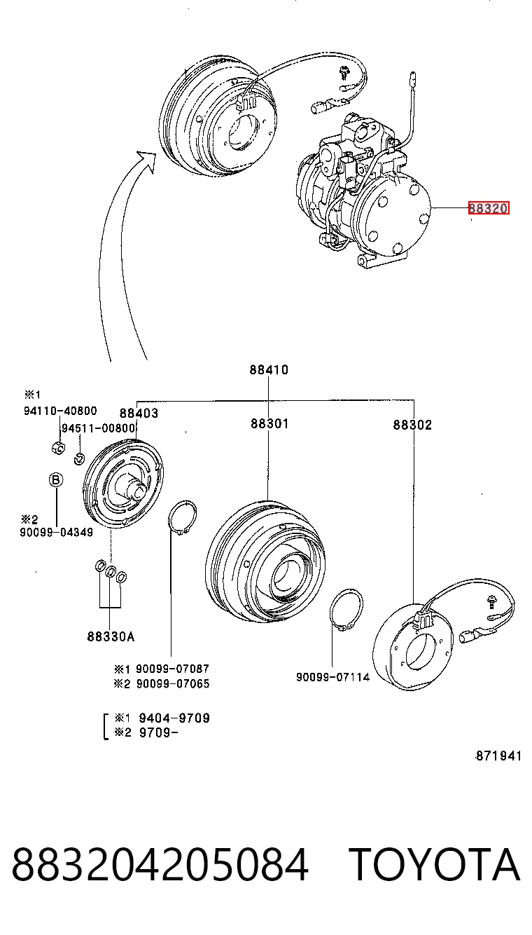  Compressor de aparelho de ar condicionado Toyota RAV4 I Cabrio SUV (SXA 10) (1997 - 2000) I Cabrio