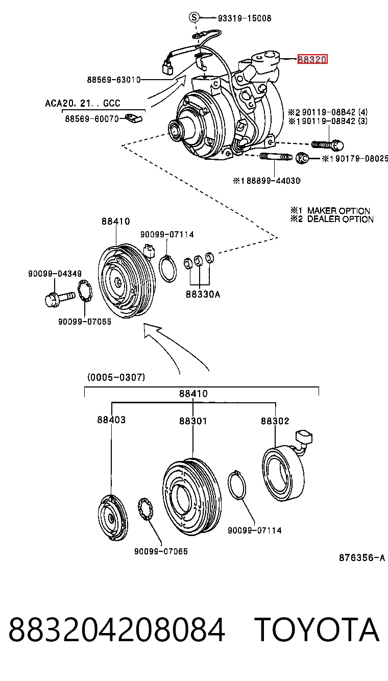883204208084 Toyota Compressor de aparelho de ar condicionado