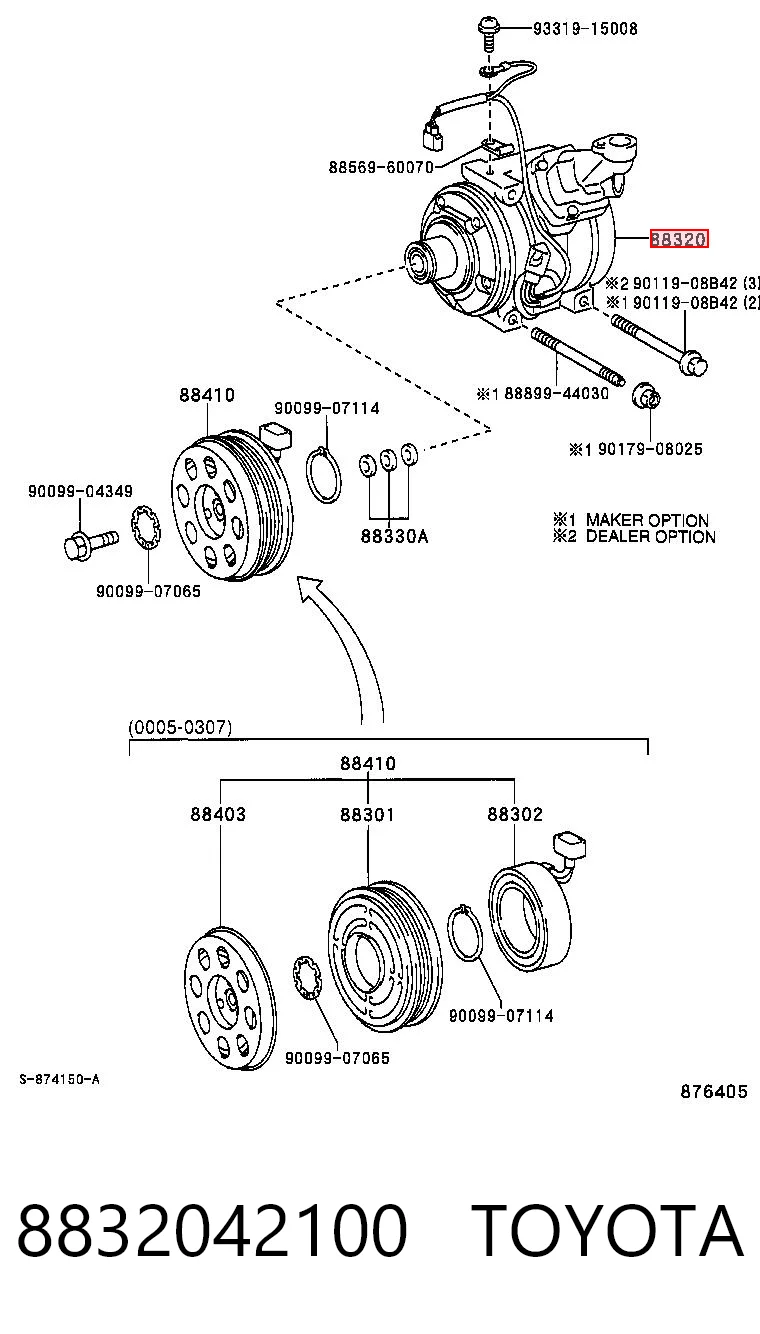 8832042100 Toyota Compressor de aparelho de ar condicionado