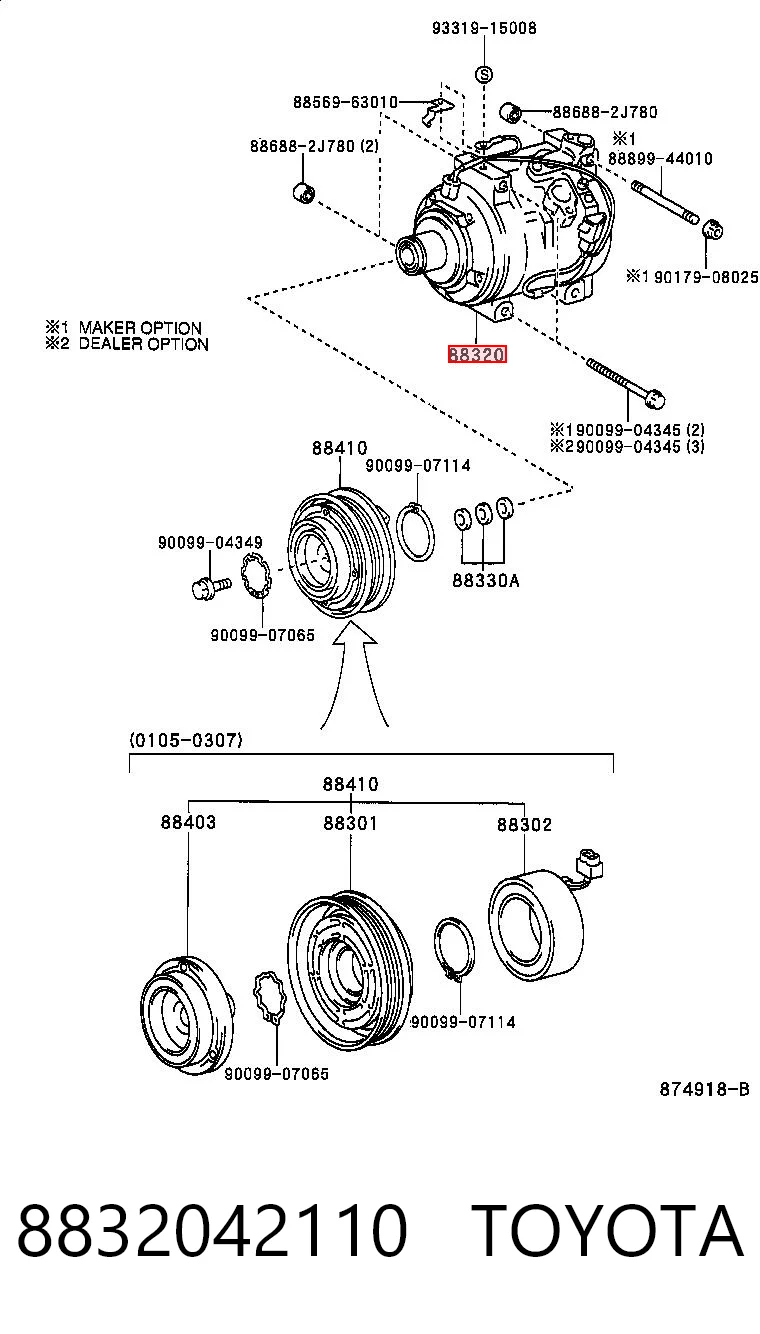 8832042110 Toyota Compressor de aparelho de ar condicionado