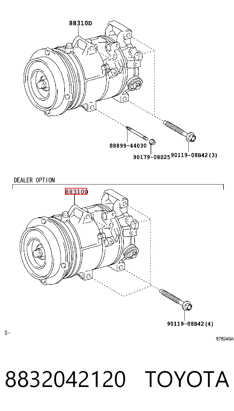 8832042120 Toyota Compressor de aparelho de ar condicionado