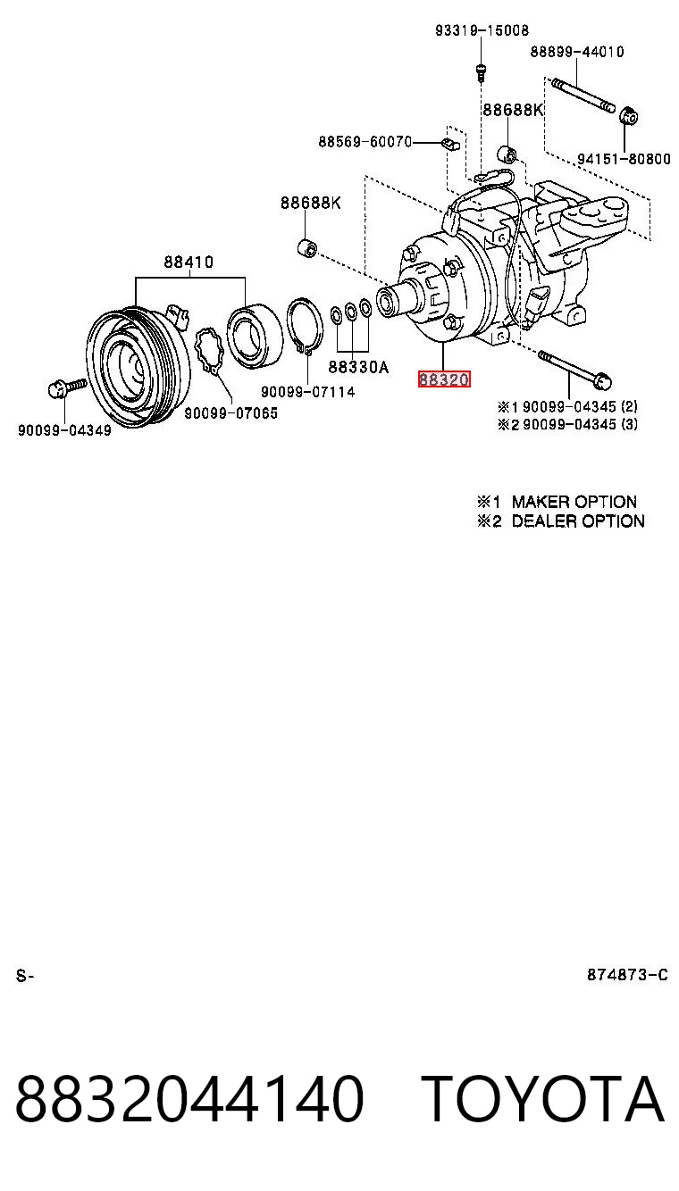 8832044140 Toyota Compressor de aparelho de ar condicionado