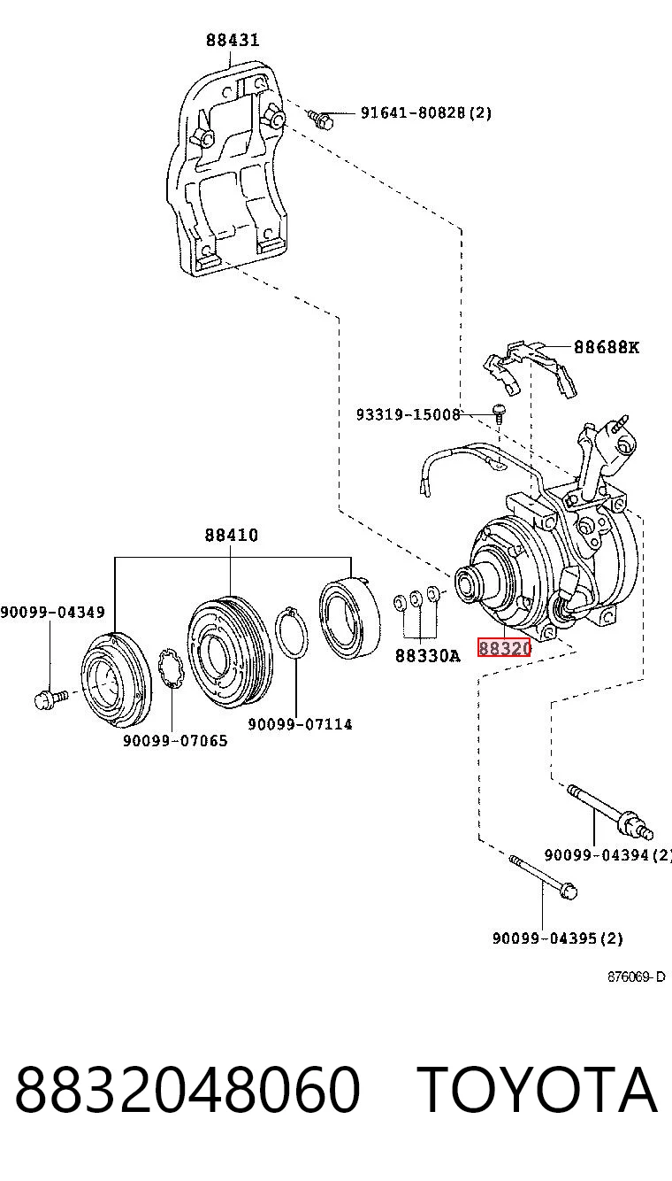 8832048060 Toyota Compressor de aparelho de ar condicionado