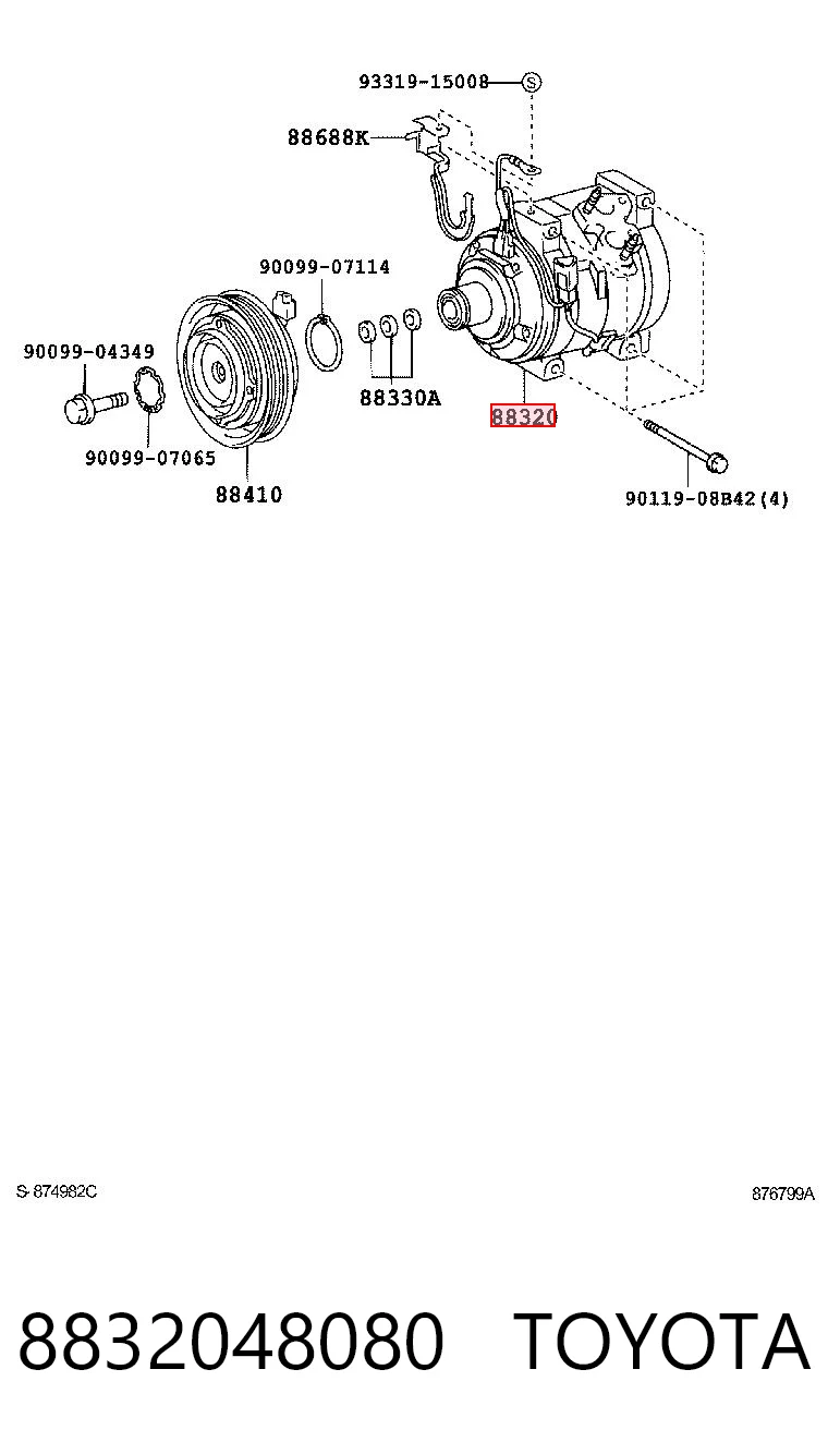 8832048080 Toyota Compressor de aparelho de ar condicionado