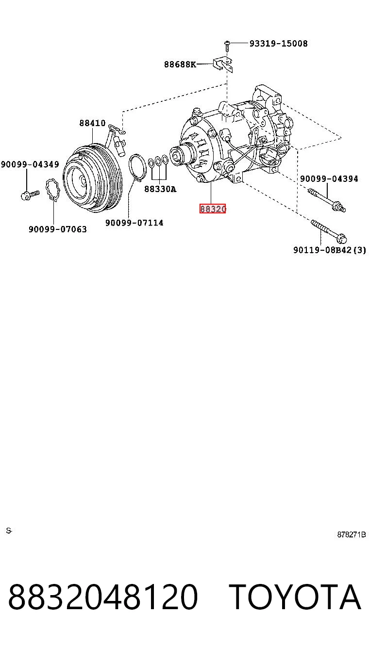 8832048120 Toyota Compressor de aparelho de ar condicionado