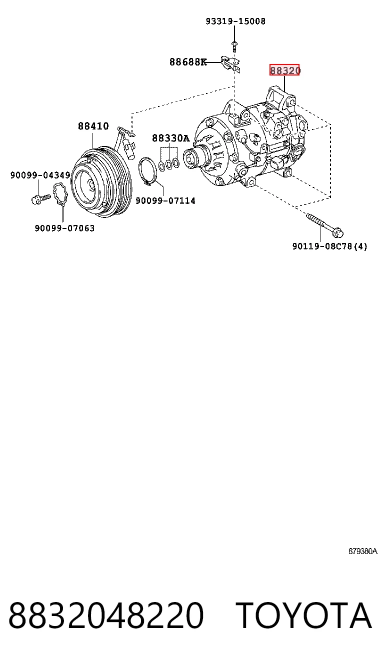 8832048220 Toyota Compressor de aparelho de ar condicionado