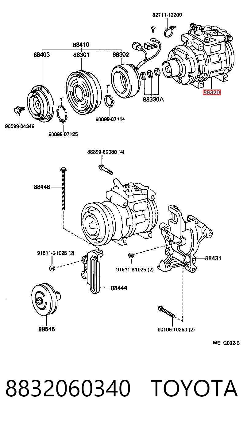 8832060340 Toyota Compressor de aparelho de ar condicionado
