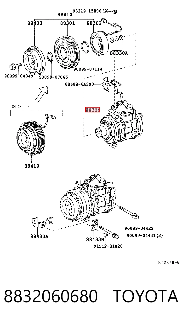 8832060680 Toyota Compressor de aparelho de ar condicionado