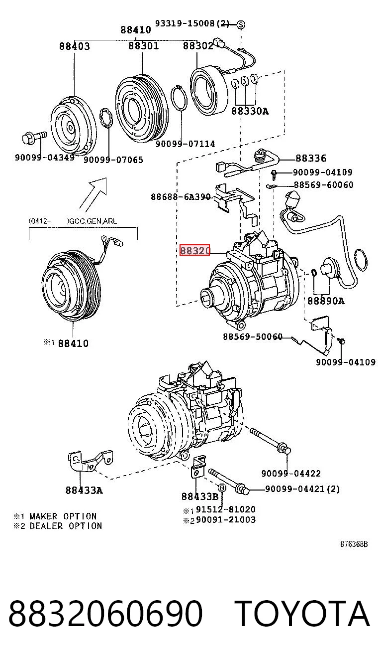 8832060690 Toyota Compressor de aparelho de ar condicionado