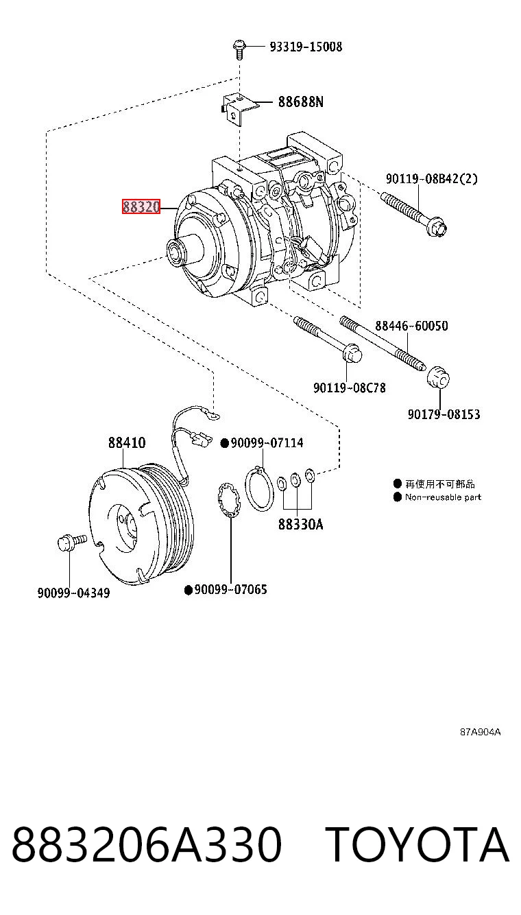 883206A330 Toyota Compressor de aparelho de ar condicionado