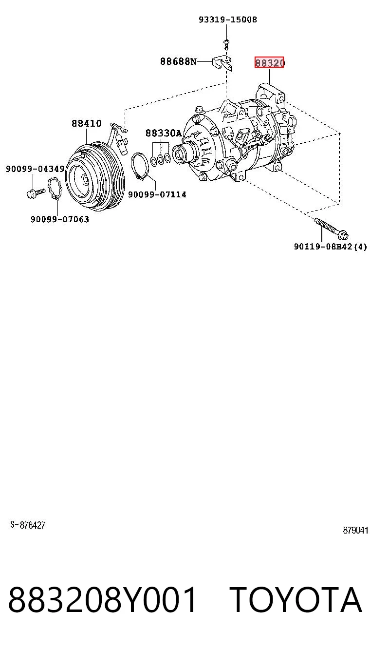 883208Y001 Toyota Compressor de aparelho de ar condicionado