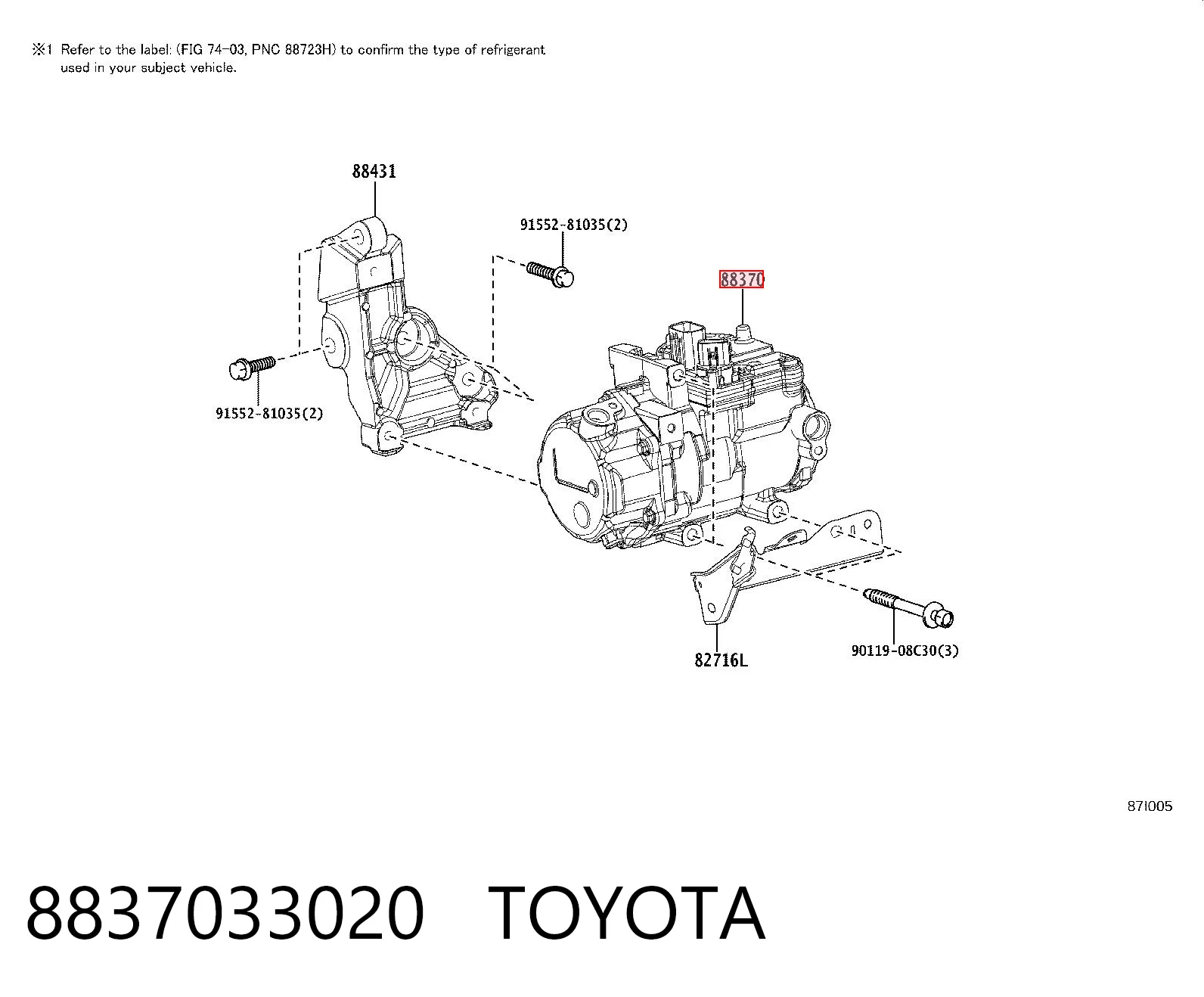 8837033020 Toyota Compressor de aparelho de ar condicionado