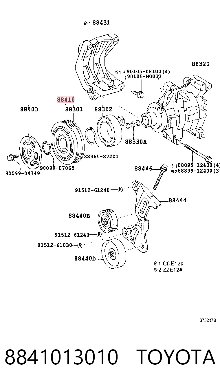  Compressor de aparelho de ar condicionado Toyota Corolla sedan (E11) (1997 - 2001) 