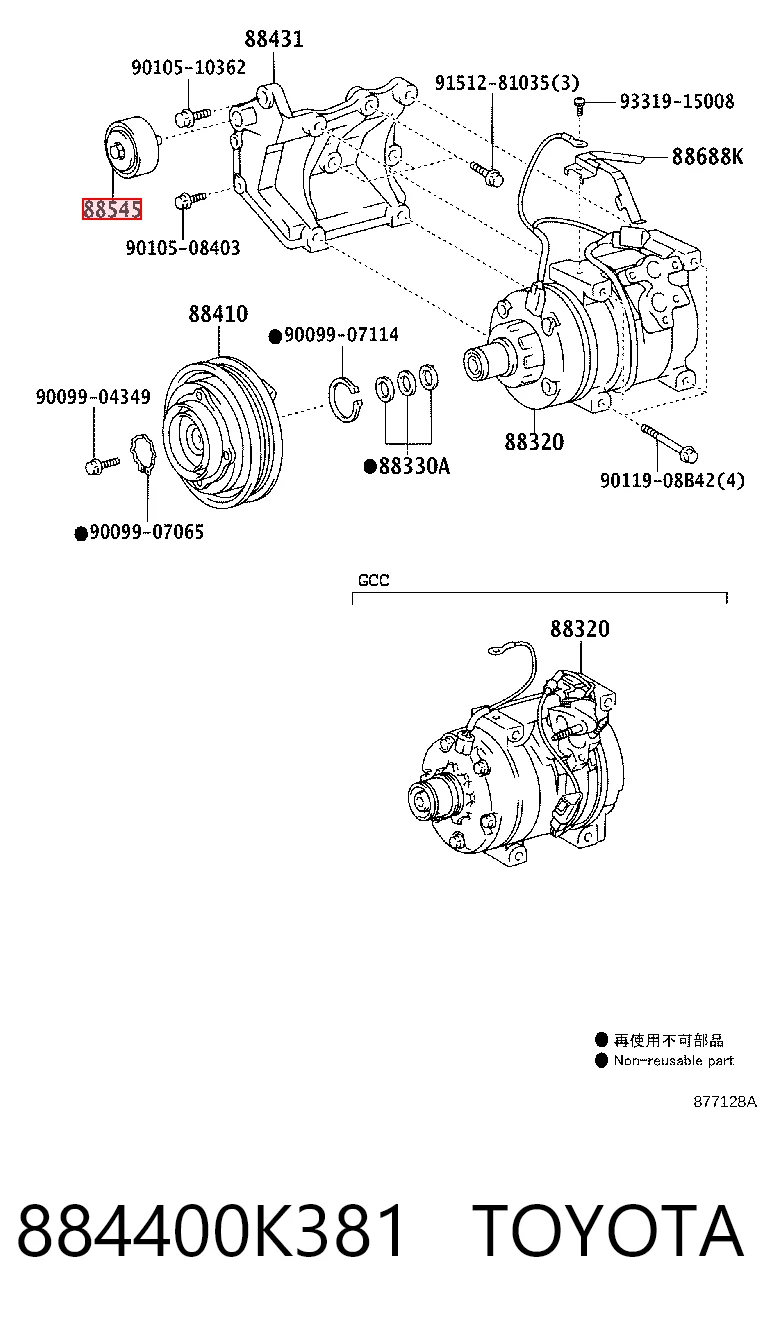 884400K381 Toyota Rolo parasita da correia de transmissão
